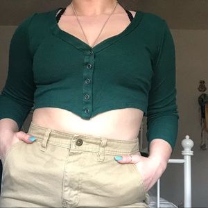 Army Green 🌼 Button Up 🌼 Crop Top 🌼